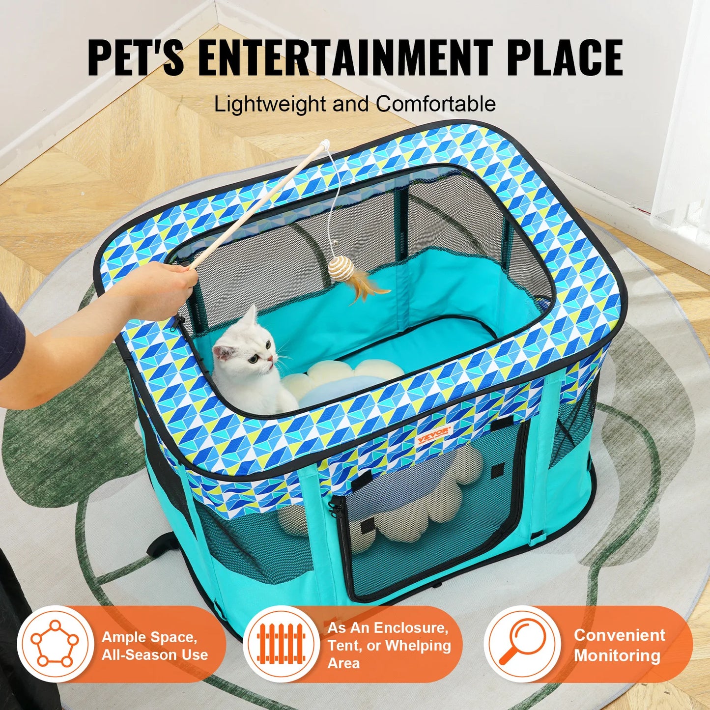 VEVOR Portable Foldable Pet Playpen for Dog and Cat  Indoor / Outdoor