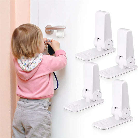 4pcs Door Opening Preventer: Kidproof Any Door Leverset. Easy Attachment, Easy Operation, Prevent Unwanted Door Opening.