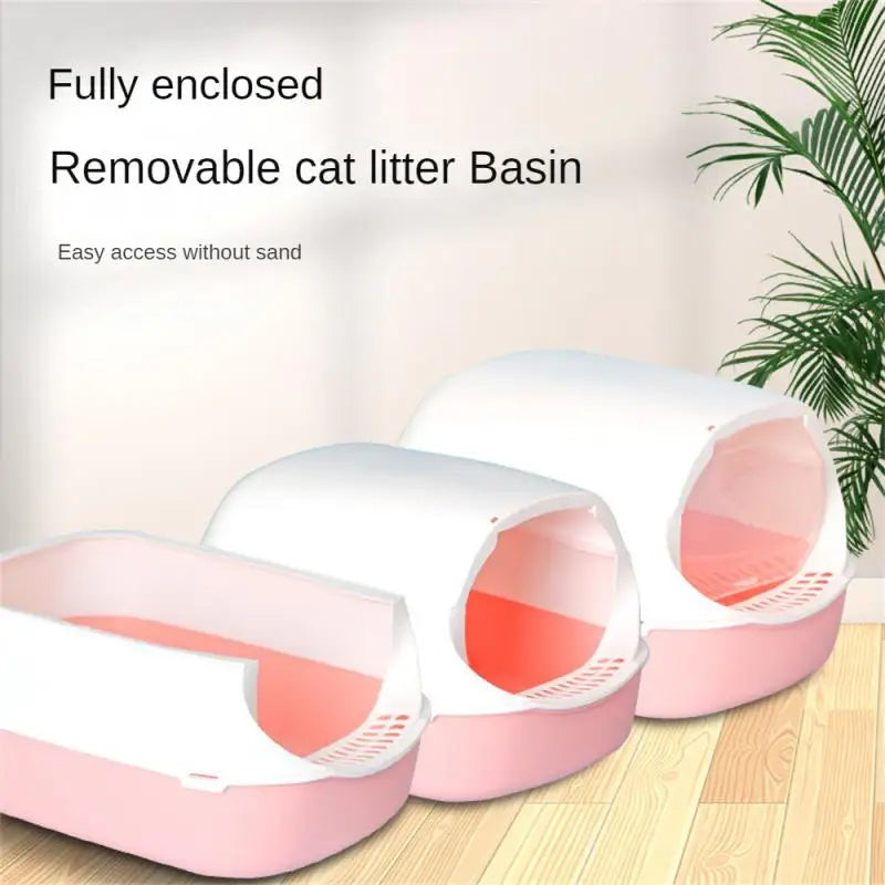 Front Lift Lid Fully Enclosed Litter Pan: Splash-proof & Odor Reducing Cat Litter Box. (Free Scoop)