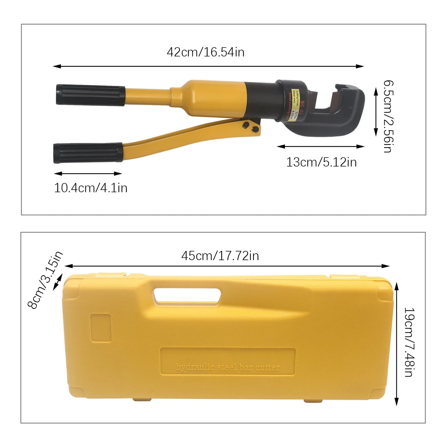 Hydraulic Cutter: Rebar, Steel Bolt, Chain, Rod Rigging Cutting Tool; 16 mm/22 mm, For Construction & Remote Location Repairs.