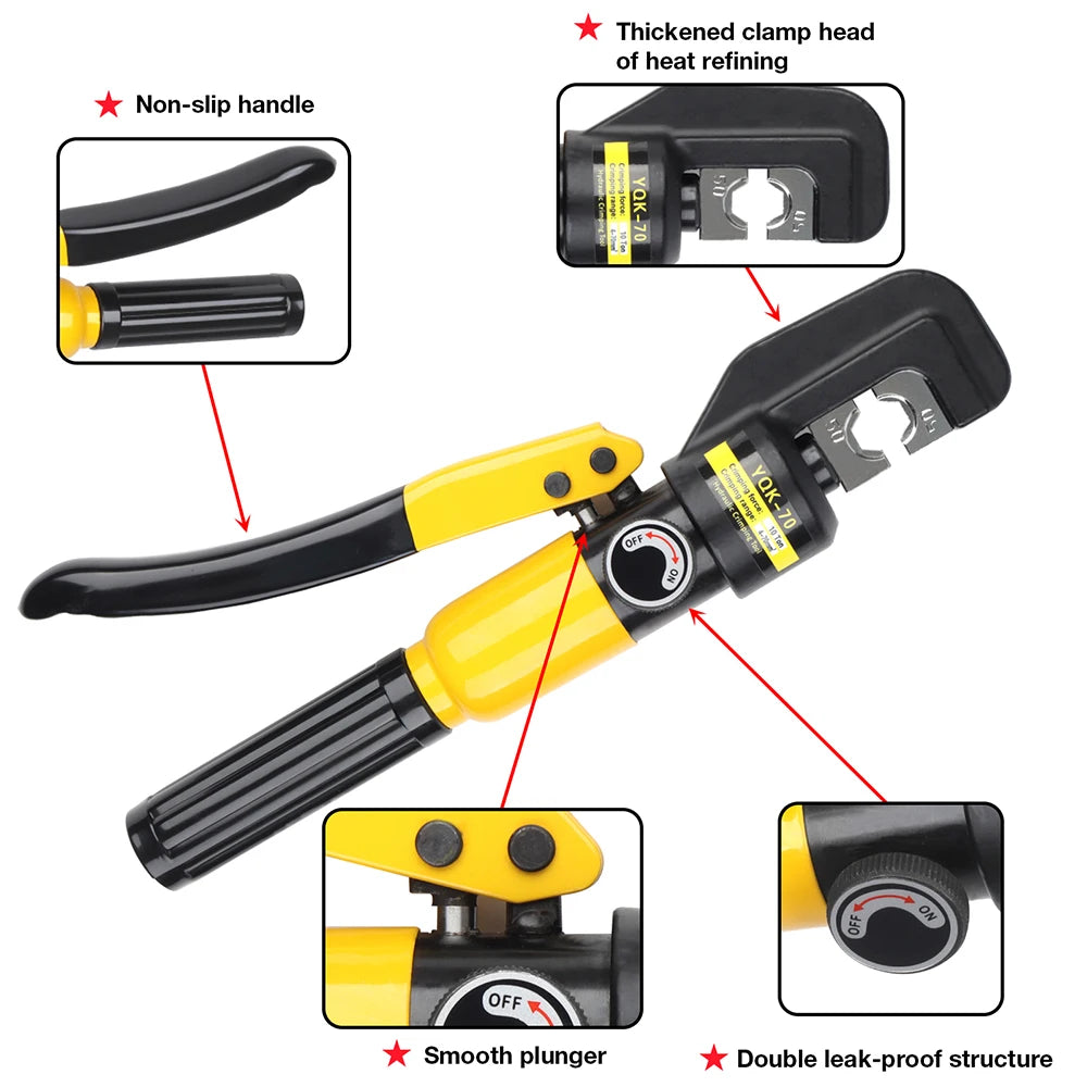 4,6,10,16,25,35,50,70mm² Home Hydraulic Crimping Tool: DIY Cable Wiring Crimping Plier, Manual Hydraulic Press