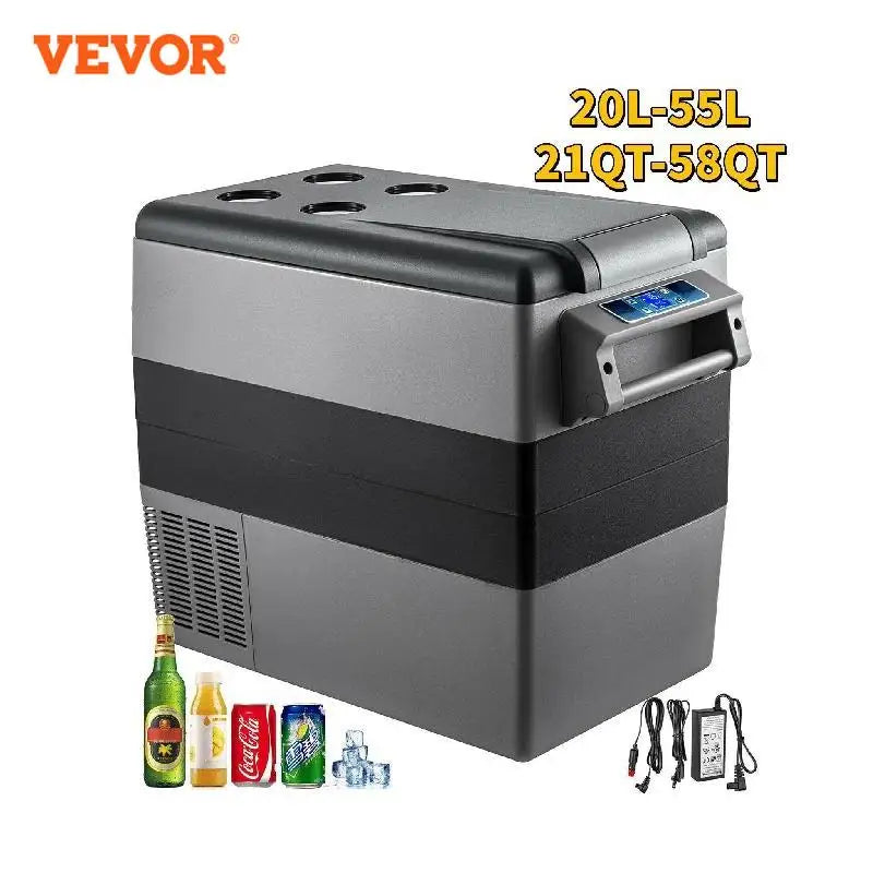 VEVOR 20L - 55L Mini Fridge Freezer, 12/24V DC 110-240V Ice Box for Camping