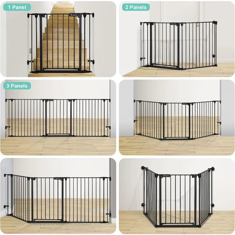 80" Extra Wide Household Gate: Toddler/ Dog Safety Gate for Home Stairs, Doorways, Fireplace, Auto Close Walk Through Door.