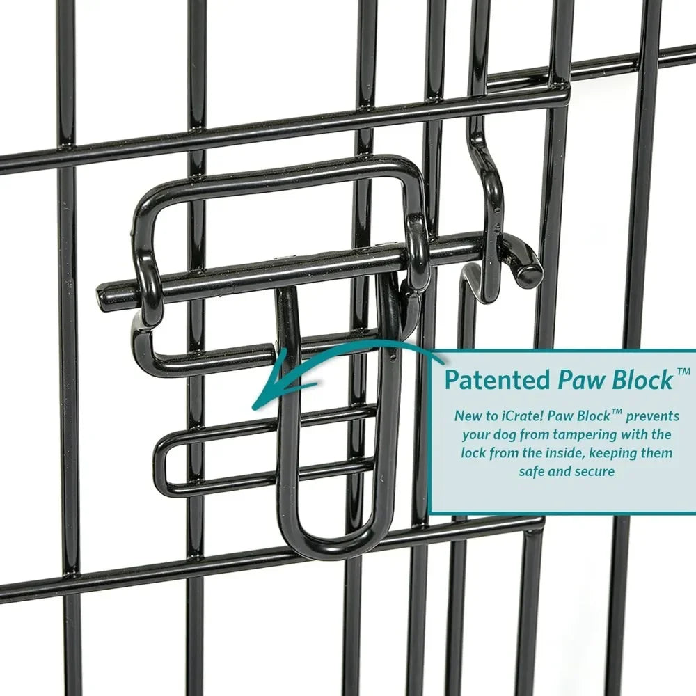 Large Breed Dog Cage: Collapsible Hinged Wire Construction with Leak Proof Floor Pan