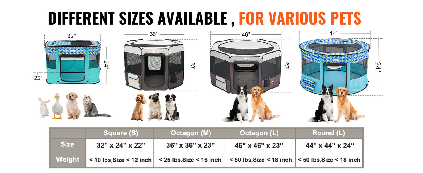 VEVOR Portable Foldable Pet Playpen for Dog and Cat  Indoor / Outdoor